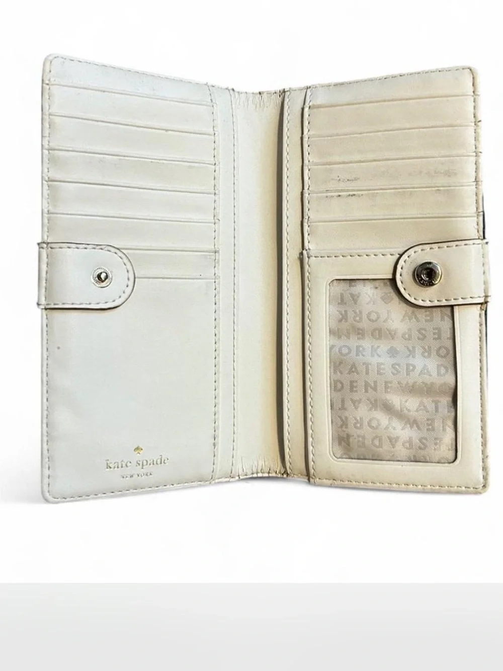 Kate Spade New York blue leather wallet with gold hardware
